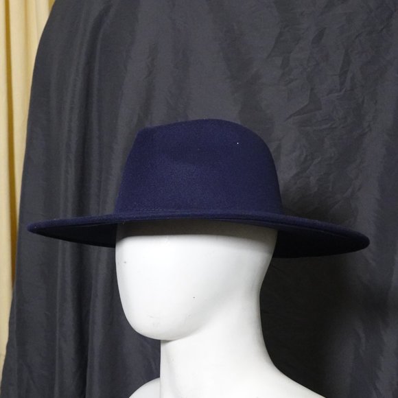 Dark Blue Wide Brim Fedora - Picture 2 of 3